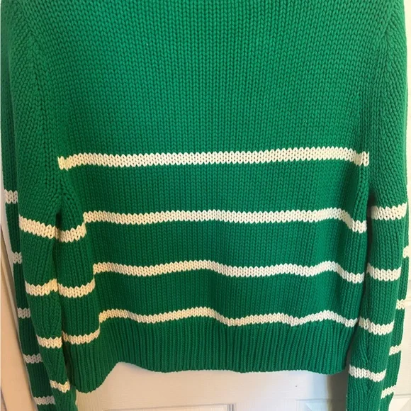 La Ligne x Sakara Mini Marina Striped Cotton Sweater in Kelly Green White, XL - Picture 11 of 11